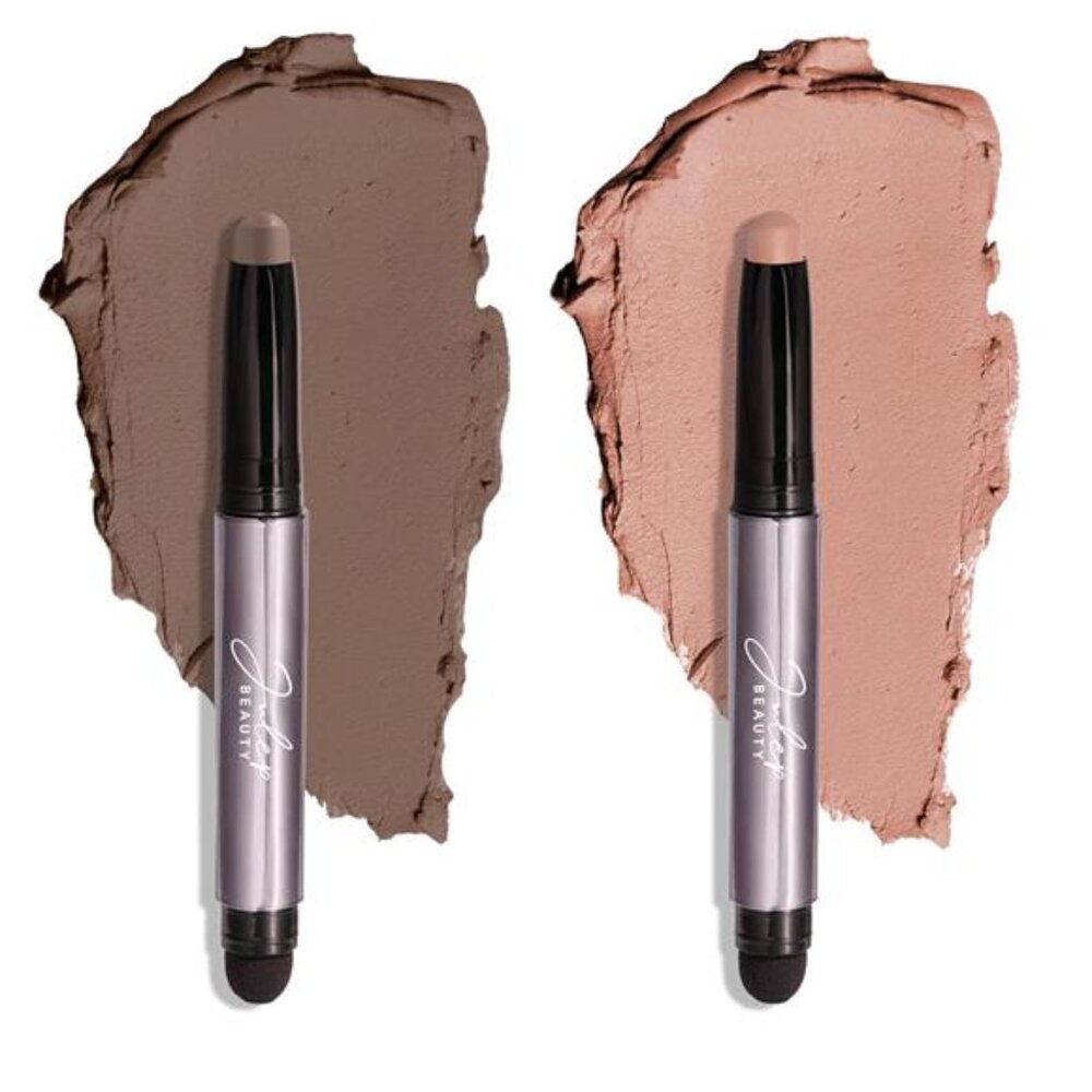 ✨ Waterproof Crème-to-Powder Eyeshadow Duo – Stone Matte & Taupe Shimmer